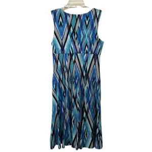 Perceptions Vibrant Blue Patterned Midi Dress Size Medium thumbnail 3