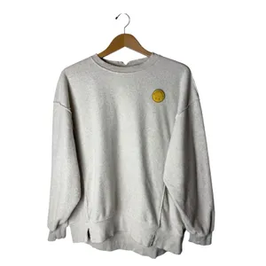 Aerie The Chill Cozy‎ Crew Sweatshirt Women XS Cream Smiley Face Distressed thumbnail 2