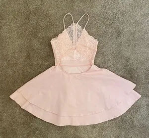 Dainty Hooligan Pink Fit & Flare Lace Back Dress thumbnail 2