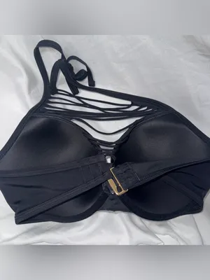 Victoria’s Secret vintage Black Strappy Halter Push-Up Bikini Top thumbnail 2
