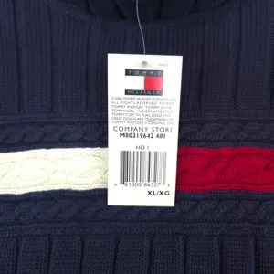 Vtg 2004 Tommy Hilfiger Sweater Womens‎ XL Cable Stripe Turtleneck Cotton Y2K thumbnail 8
