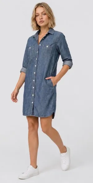 J.Crew blue denim shirt dress in a PXS thumbnail 1