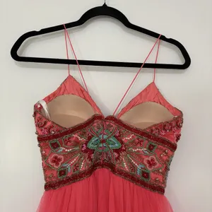 Sherri Hill 50474 A Line Maxi Formal Dress Red Pink Tulle 2 Beaded Homecoming thumbnail 12