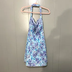 Vintage City Triangles Blue Floral Hawaiian Y2K 90s Coconut Girl Halter Dress 10 thumbnail 3