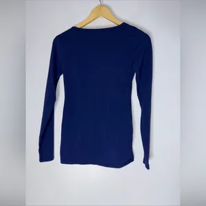 peruvian connection Xs‎ Blue Long Sleeve Round Neck Top thumbnail 2