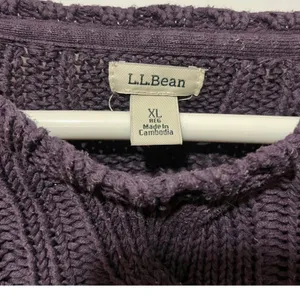 Women's XL Reg L.L. Bean Purple Cable Knit 100% Cotton Cozy‎ Scandigirl Sweater thumbnail 4