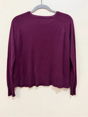 Zara Knit Lightweight Burgundy Thin Crewneck Sweater Size S thumbnail 2