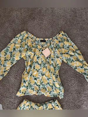 Kittenish Yellow and Green Lemon Print Set thumbnail 2