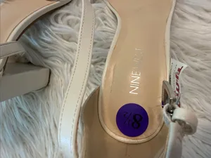 Nine West Cream Braided Ankle Strap Block Heel Sandals size 8,5 brand new thumbnail 2