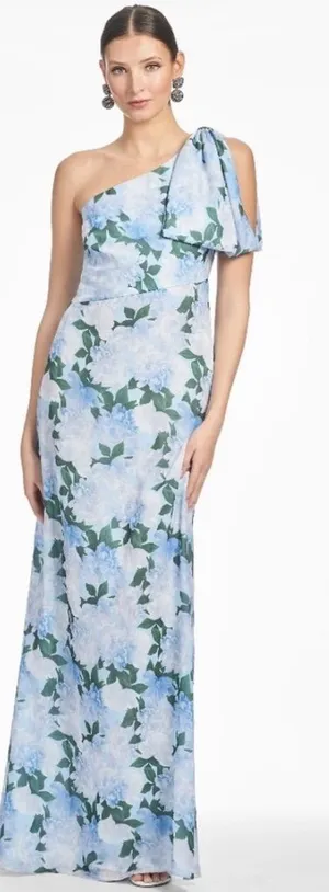 Sachin and Babi Chelsea One-Shoulder Evening Gown Glacial Peonies thumbnail 1