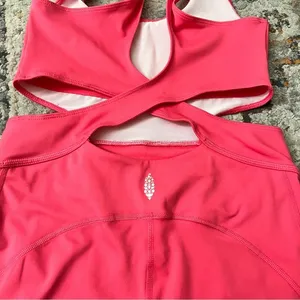 FREE PEOPLE MOVEMENT Back It Up Onesie Hot‎ Pink NWOT Size S Open Back Athletic thumbnail 12