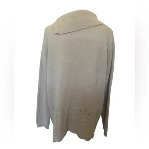 Olive And Vine Women's Cream Cowl Neck Sweater with Button Accents Sz XXL thumbnail 2
