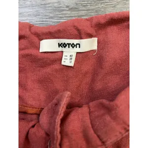 Koton Linen Blend Shorts Womens Size 12 Rust Orange High Waist Casual Summer thumbnail 3