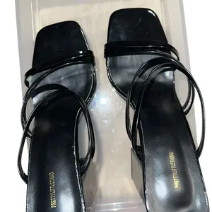 Pretty little things black patten leather strappy heels! 4.5”chunky heels thumbnail 9
