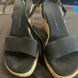 Black Espadrille Wedge Sandals by Hillard and Hanson 6 1/2 thumbnail 1