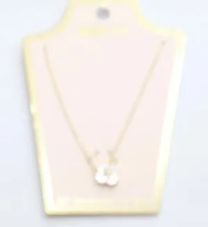 NWT Unique Designs Enamel Rhinestone Flower Necklace Gold / Pink 18" + 3" thumbnail 1