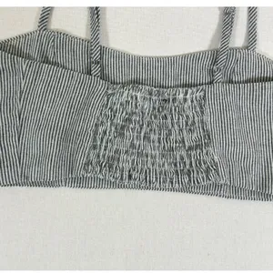 Brandy Melville Blue White Pinstripe Smocked Crop Cami Top Adjustable Straps thumbnail 8