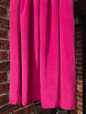 Vintage Fushia And Black polka dot Satin midi skirt Small thumbnail 4