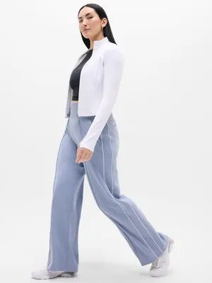 New Athleta XS Venice Track Stripe Wide Leg Pant Storm Blue White XSmall Regular thumbnail 2
