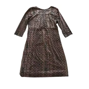 Peruvian Connection Dress Medium Brown Geometric Print Faux Wrap Pima‎ cotton thumbnail 7