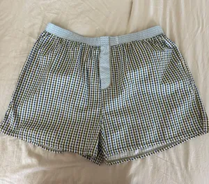 Blue plaid free people boxer shorts thumbnail 1