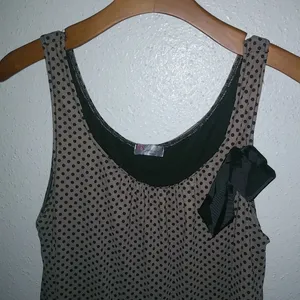 Julies Closet Maternity L Taupe Dot Bow Tank Top thumbnail 6