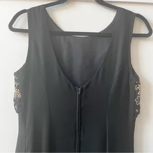 Vintage KiKi USA Black with Gold Lace Detail Gown Small thumbnail 7