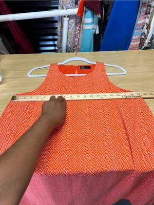 Gap Orange Print Swing Tank Dress Size M‎ Sleeveless Pockets thumbnail 12