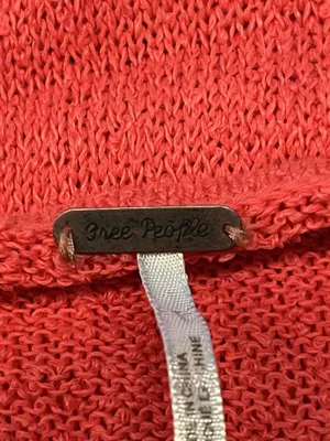 Free People Sweater Tunic Womens Medium Orange Open Knit V Neck Sleeveless Boho thumbnail 9