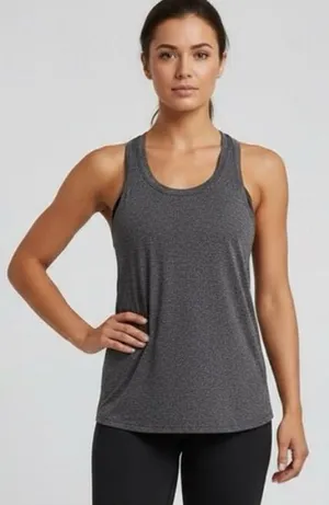 Quince Flowknit Ultra Soft Performance Racerback Tank Heather Grey XS thumbnail 1