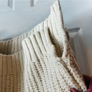 Aerie Cream Chunky Knit Crew Neck Sweater XS Oversized thumbnail 5