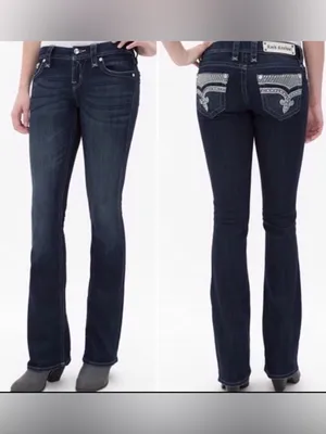 Rock Revival Women’s Klarry Dark Wash Boot‎ Cut Embellished Jeans Size 30 thumbnail 2