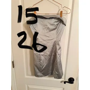 Sunday Best Satin Mini Dress Womens 6 Silver Blue Strapless Fold‎ Over Cocktail thumbnail 7