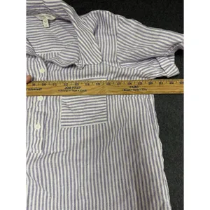 Garnet Hill Suns Out linen relaxed popover shirt dress striped purple Medium thumbnail 11