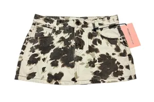 Celebrity Pink Cow Print Denim Mini Skirt LowRise Y2K Western Westerncore Size 3 thumbnail 1