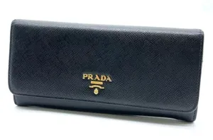 Prada Black saffiano leather Wallet and Card Holder Set W/box thumbnail 1
