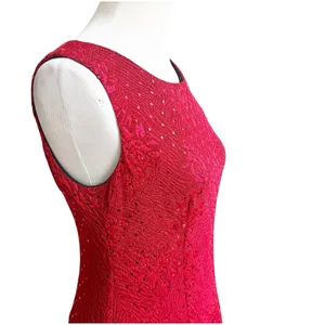 Connected Apparel Red Floral Sparkle Fit & Flare Mini Dress Size 6 Petite Y2K thumbnail 5
