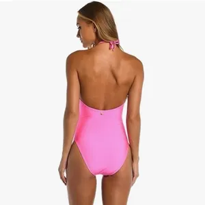 SUNSHINE 79 Sunshine Solids High Neck One Piece Gold Hardware Electric Pink Sz 4 thumbnail 2