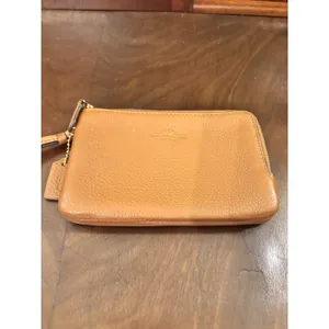 Coach‎ Brown Pebbled Leather Double Zip Wristlet Wallet Credit Card Organizer thumbnail 4