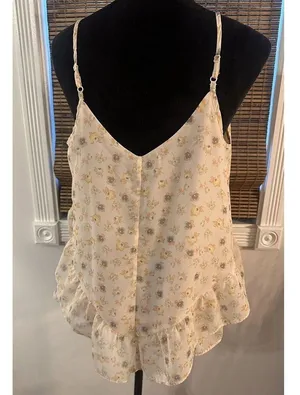 Lauren Conrad Layered Ruffle Floral Thin Straps Camisole Shirt Women’s Large thumbnail 3