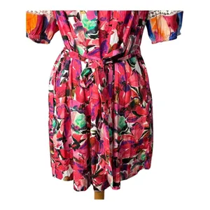 French Connection Isadora‎ Patch Poplin Bardot Dress Medium Multicolor Mini NWT thumbnail 10