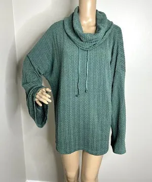 Suzanne Betro Green Textured Cowl Sweater thumbnail 1