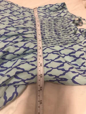 Vineyard Vines Blue Geo Print V-Neck Smocked Sleeveless Maxi Dress Size S thumbnail 5