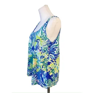 Lilly Pulitzer Kinsey Tank MEDIUM Wade & Sea Coastal Designer Blue‎ Green thumbnail 3