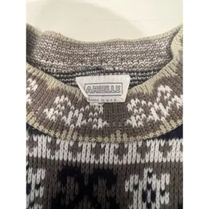 Vintage Arielle Fair Isle‎ Knit Sweater Brown Tan Lurex Metallic Made in USA L thumbnail 2