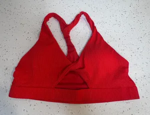 Baltic Born Red Ribbed Twist Front Racerback Sports Bra Size Small S thumbnail 1
