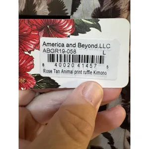 America & Beyond Womens Animal Print Rose Tan Ruffle Trim Robe Tie Kimono thumbnail 7
