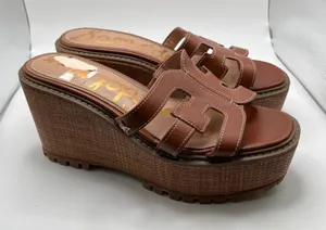 NWOB Sam Edelman Women's Laine Platform Wedge Sandal Color: Rich Cognac size 8.5 thumbnail 1
