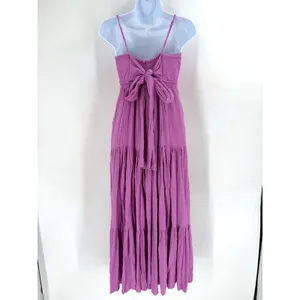 Haute Hippie Style Maxi Dress Womens S Purple Tiered Boho Cottagecore Bow Back‎ thumbnail 10