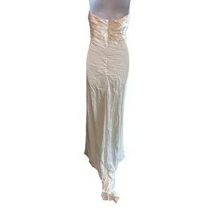 NWT Lulus Heidy White Satin Strapless Maxi Dress Womens‎ M Sequin Bridal Wedding thumbnail 6